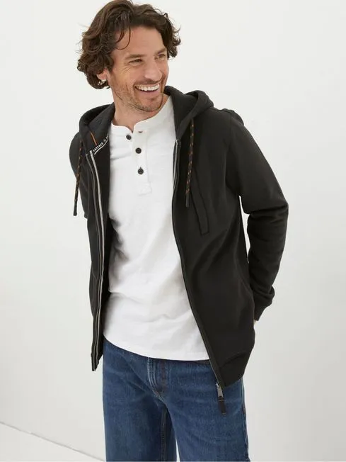 Men Fatface Sweatshirts and Hoodies Brooke Black ZipUp Hoodie