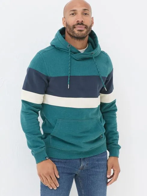 Men Fatface Sweatshirts and Hoodies Brooke Green Overhead Hoodie