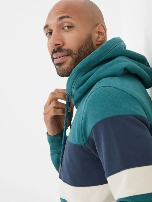 Men Fatface Sweatshirts and Hoodies Brooke Green Overhead Hoodie