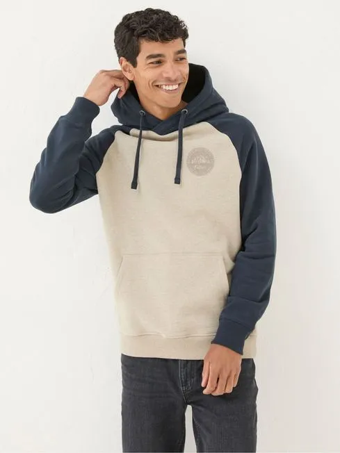 Men Fatface Sweatshirts and Hoodies Brooke Navy Blue Graphic Hoodie