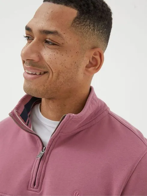 Men Fatface Sweatshirts and Hoodies Fowey Pink Half Neck Sweatshirt Men Fatface Sweatshirts and Hoodies Fowey Pink Half Neck Sweatshirt