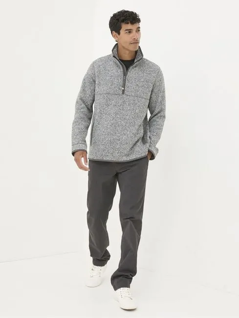 Men Fatface Sweatshirts and Hoodies Haxby Grey Half Neck Sweatshirt