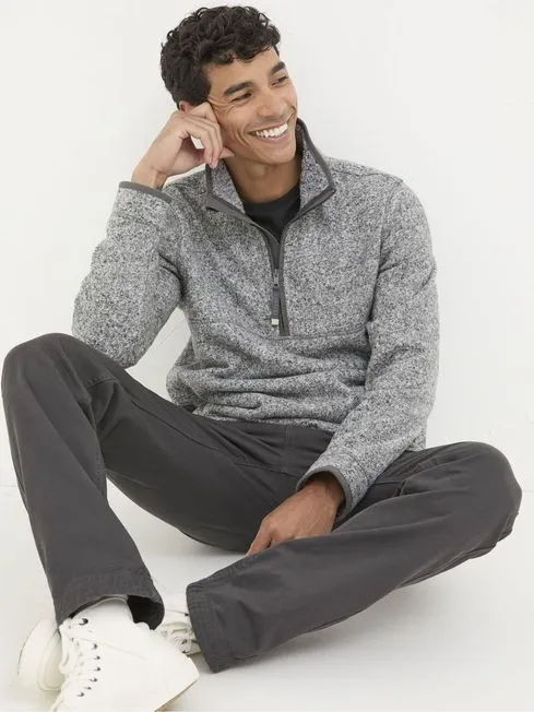 Men Fatface Sweatshirts and Hoodies Haxby Grey Half Neck Sweatshirt