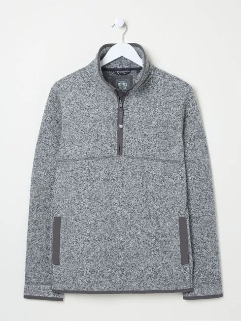 Men Fatface Sweatshirts and Hoodies Haxby Grey Half Neck Sweatshirt
