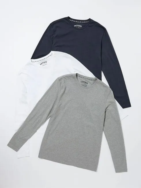 Men Fatface TShirts Blue Long Sleeve TShirts 3 Pack
