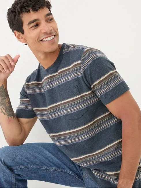 Men Fatface TShirts Dawlish Blue Stripe TShirt