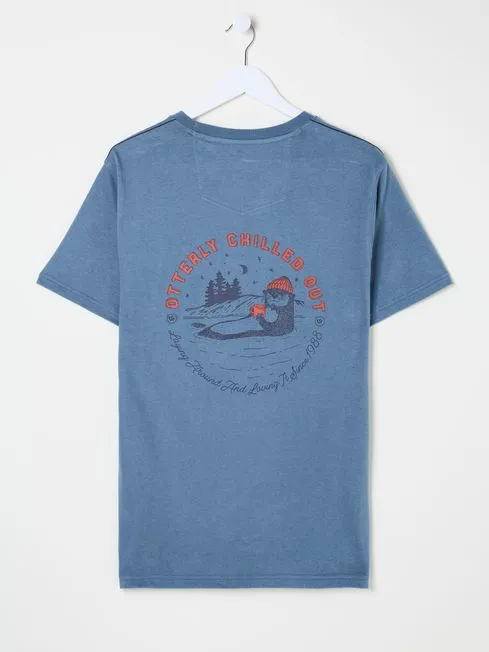 Men Fatface TShirts Light Blue Otterley Chilled TShirt