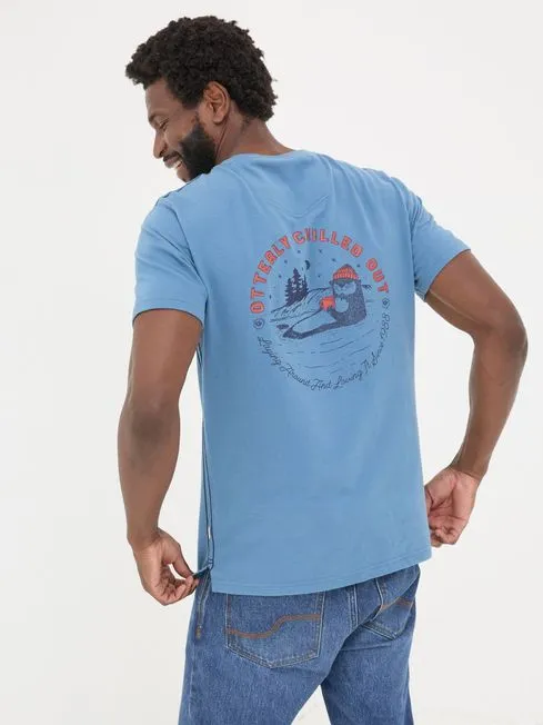 Men Fatface TShirts Light Blue Otterley Chilled TShirt