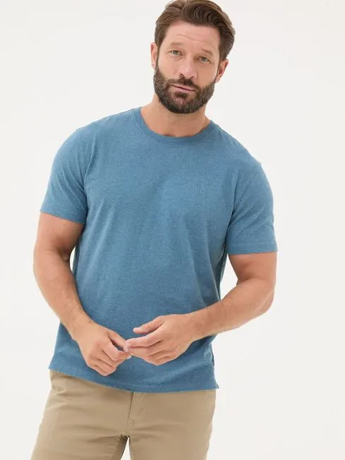 Men Fatface TShirts Lulworth Teal Blue 100 Cotton Organic Crew TShirt