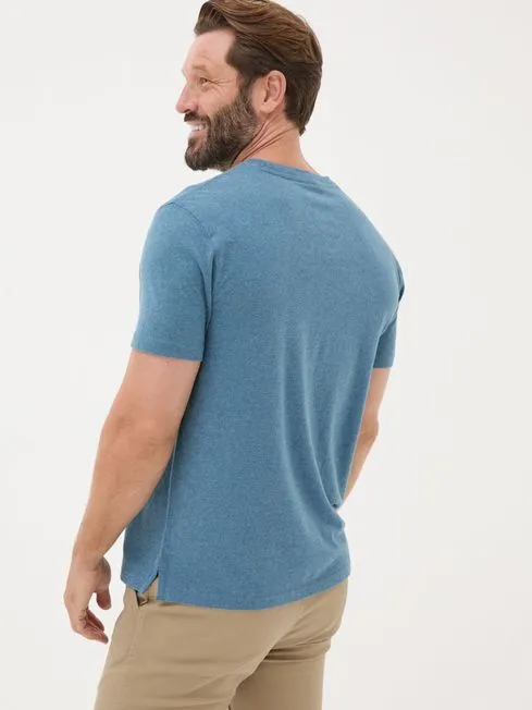 Men Fatface TShirts Lulworth Teal Blue 100 Cotton Organic Crew TShirt