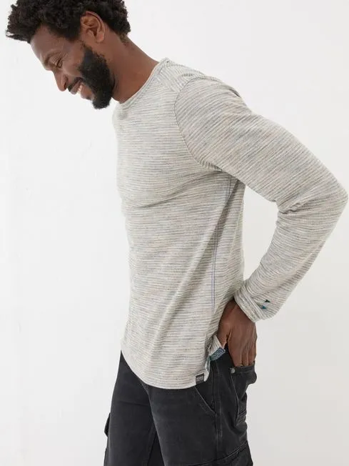 Men Fatface TShirts Natural Dark Skies Long Sleeve Crew TShirt