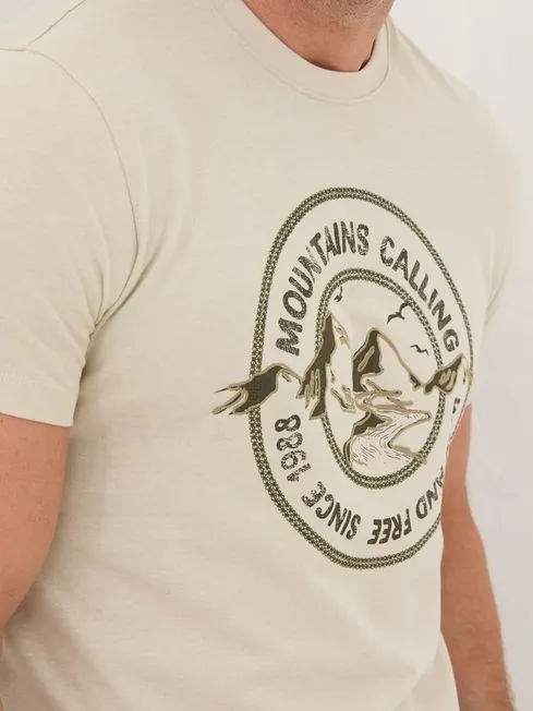 Men Fatface TShirts Natural Mountains Calling TShirt