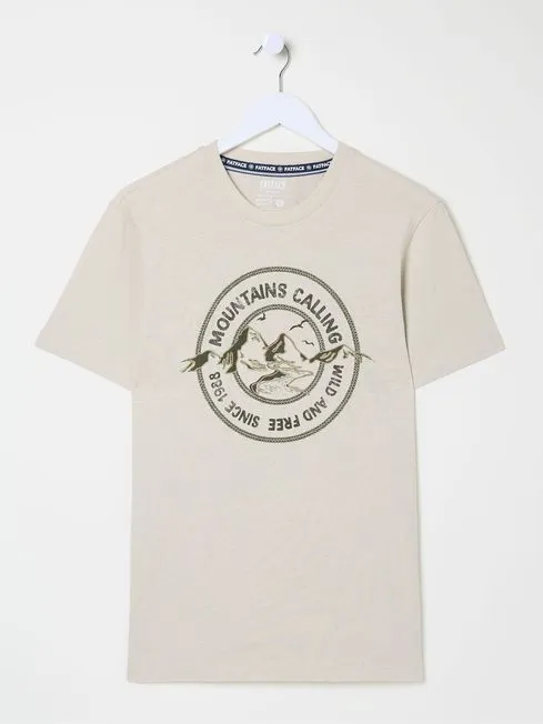 Men Fatface TShirts Natural Mountains Calling TShirt
