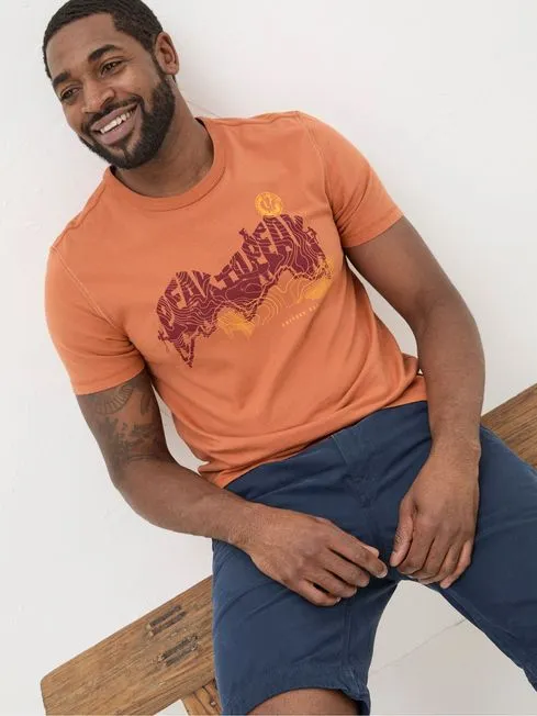 Men Fatface TShirts Orange Peak To Peak TShirt