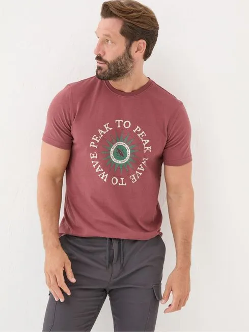 Men Fatface TShirts Pink Peak To Peak TShirt