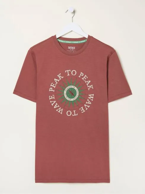 Men Fatface TShirts Pink Peak To Peak TShirt