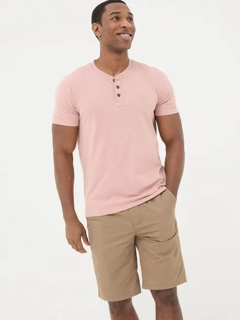 Men Fatface TShirts Pink Woodside Slub Henley TShirt