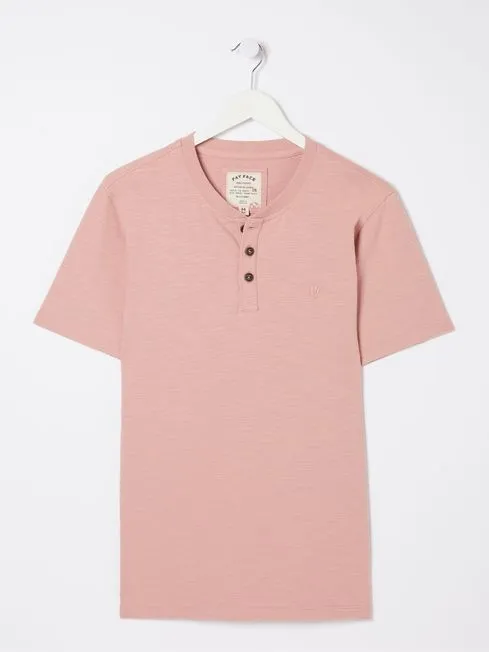 Men Fatface TShirts Pink Woodside Slub Henley TShirt Men Fatface TShirts Pink Woodside Slub Henley TShirt