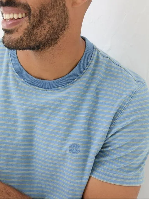 Men Fatface TShirts Teal Blue Indigo Stripe T Shirt