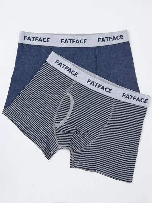 Men Fatface Underwear Blue Brighton Stripe Boxers 2 Pack