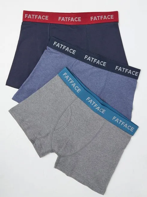 Men Fatface Underwear BlueGrey Cotton Boxers 3 Pack