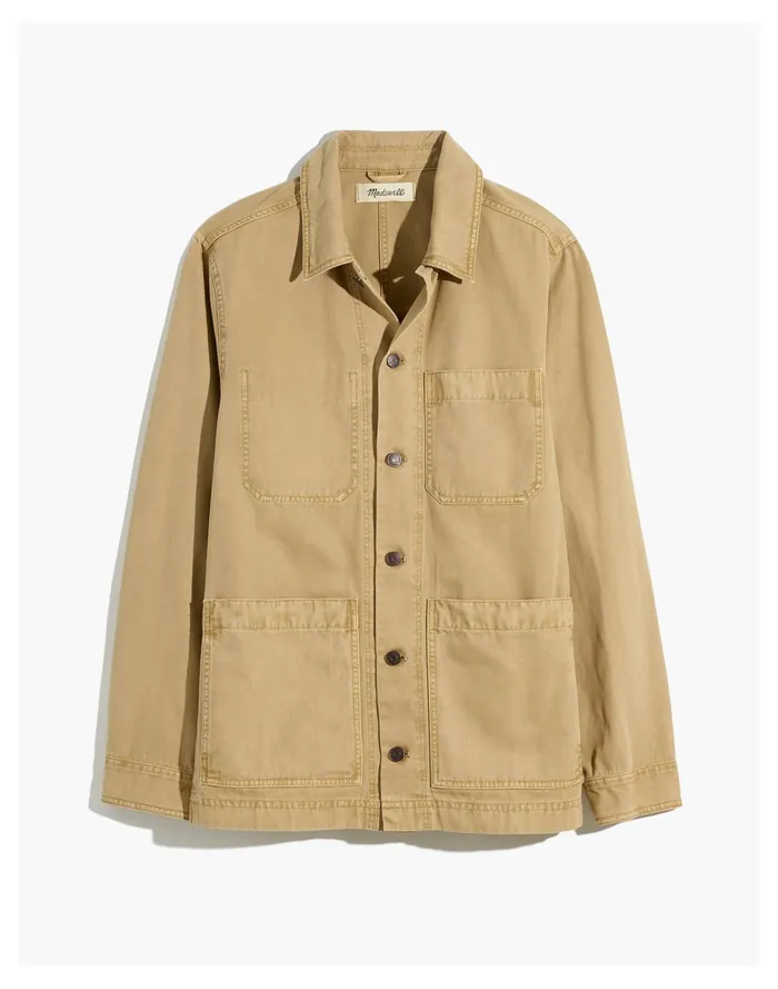 Men Garment Dyed Lightweight Canvas Chore Jacket Drill Khaki Madewell Jackets Men Garment Dyed Lightweight Canvas Chore Jacket Drill Khaki Madewell Jackets