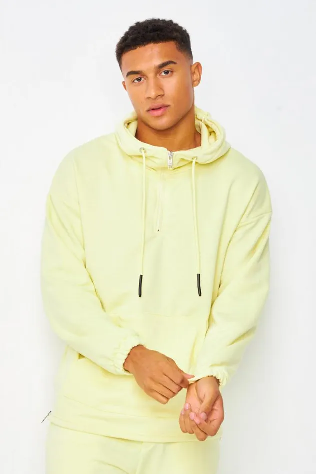Men HalfZip Hoodie In Yellow Yellow Brentiny Paris Sweatshirts and Pullovers