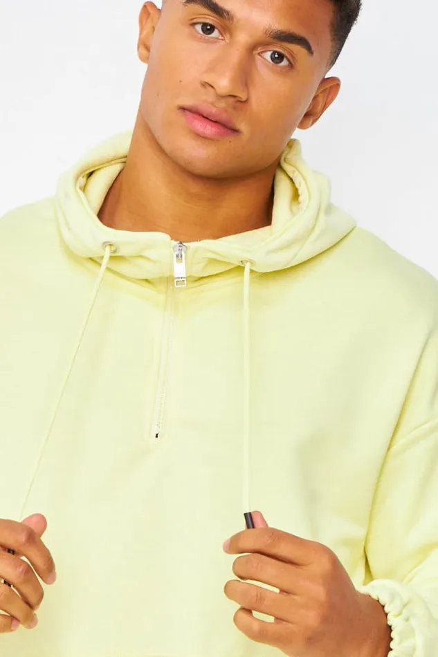 Men HalfZip Hoodie In Yellow Yellow Brentiny Paris Sweatshirts and Pullovers