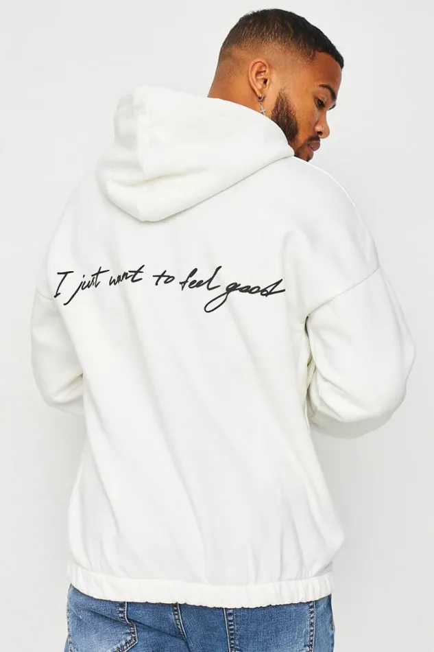Men Hoodie With Graphic Print In White White Brentiny Paris Sweatshirts and Pullovers
