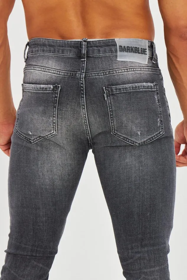 Men Jean Slim Effet Dchir Bleu Clair Black Brentiny Paris Jeans