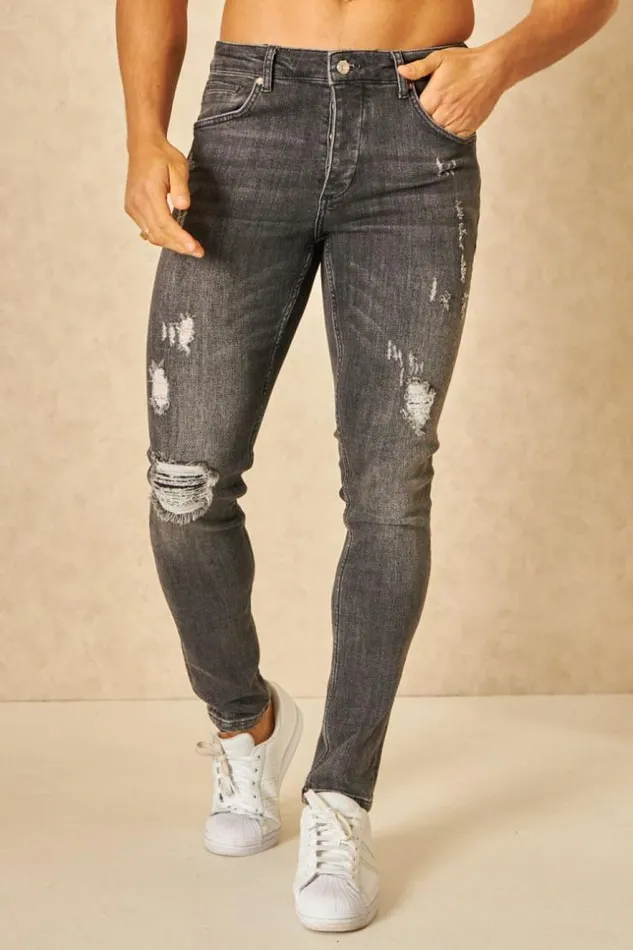 Men Jeans Skinny Noir Dlav Dchir Black Brentiny Paris Jeans