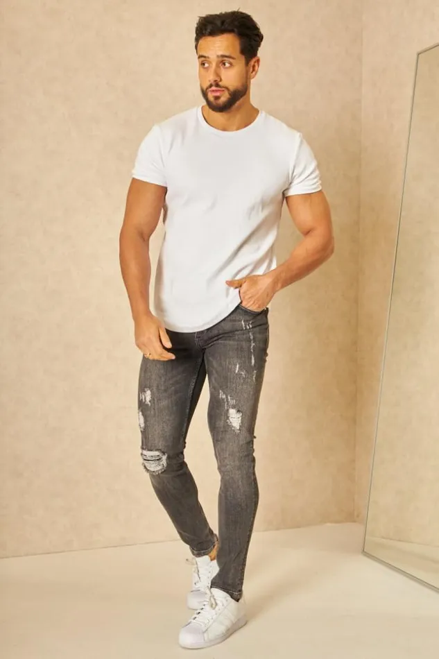Men Jeans Skinny Noir Dlav Dchir Black Brentiny Paris Jeans