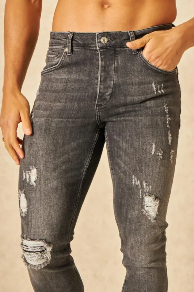 Men Jeans Skinny Noir Dlav Dchir Black Brentiny Paris Jeans
