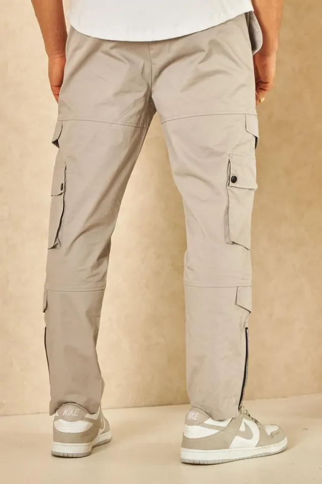 Men Joggerpant Cargo En Toile Gris Grey Brentiny Paris Pants