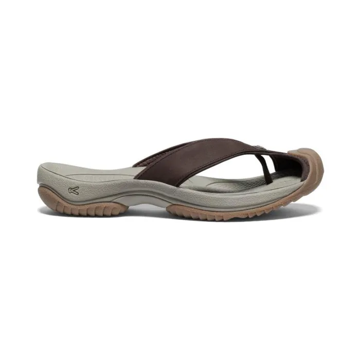 Men KEEN Sandals Waimea JavaPlaza Taupe Leather FlipFlop