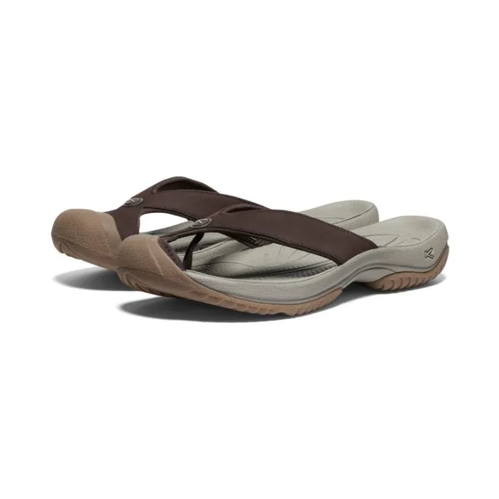 Men KEEN Sandals Waimea JavaPlaza Taupe Leather FlipFlop