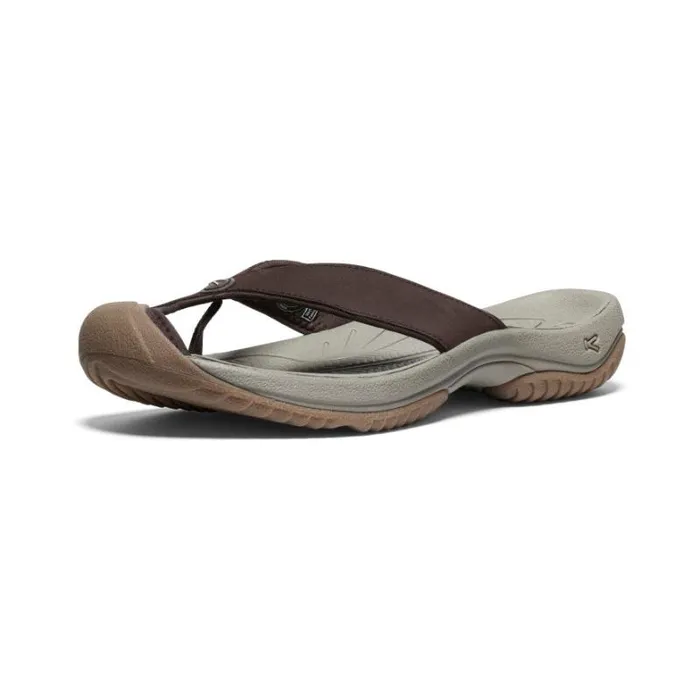 Men KEEN Sandals Waimea JavaPlaza Taupe Leather FlipFlop