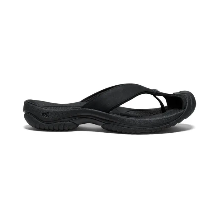 Men KEEN SlipOns Waimea BlackBlack Leather FlipFlop