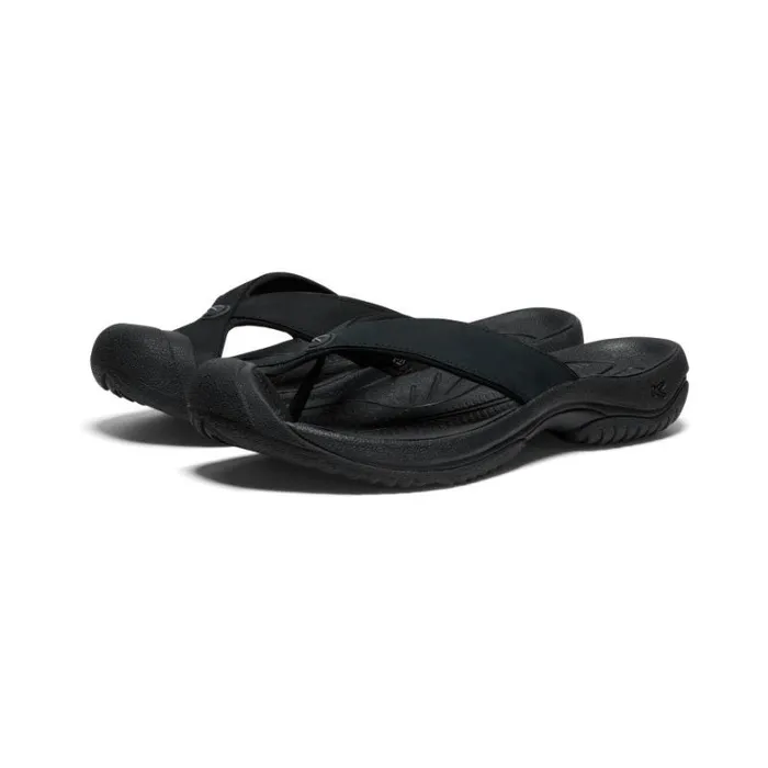 Men KEEN SlipOns Waimea BlackBlack Leather FlipFlop Men KEEN SlipOns Waimea BlackBlack Leather FlipFlop