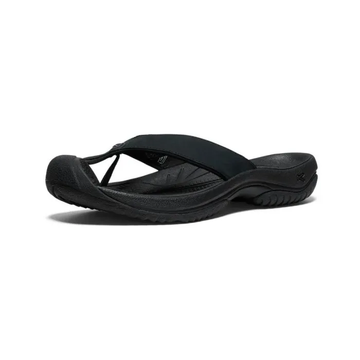Men KEEN SlipOns Waimea BlackBlack Leather FlipFlop Men KEEN SlipOns Waimea BlackBlack Leather FlipFlop