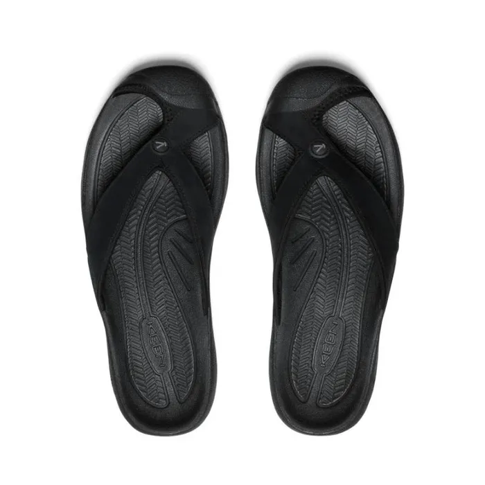 Men KEEN SlipOns Waimea BlackBlack Leather FlipFlop Men KEEN SlipOns Waimea BlackBlack Leather FlipFlop