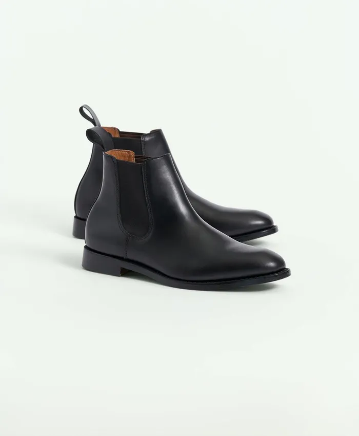 Men Leather Chelsea Boots Black Brooks Brothers Shoes