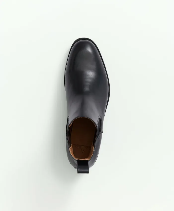Men Leather Chelsea Boots Black Brooks Brothers Shoes