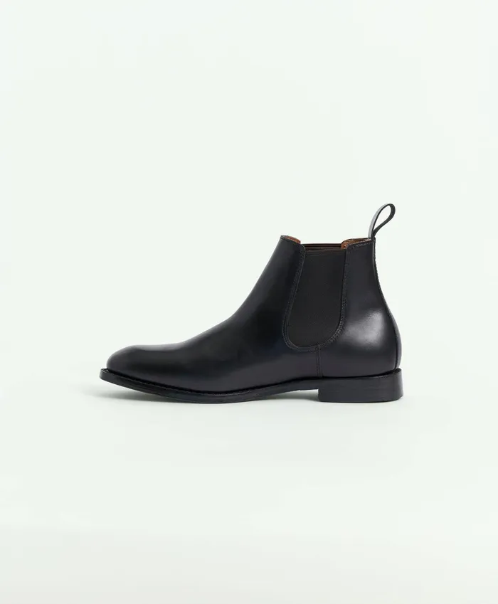Men Leather Chelsea Boots Black Brooks Brothers Shoes