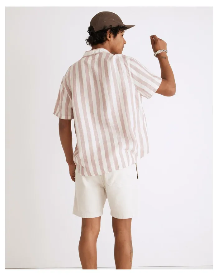 Men Linen Easy Short Sleeve Shirt In Print Vintage Petal Madewell Shirts Men Linen Easy Short Sleeve Shirt In Print Vintage Petal Madewell Shirts