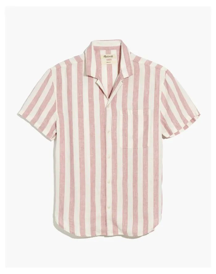 Men Linen Easy Short Sleeve Shirt In Print Vintage Petal Madewell Shirts Men Linen Easy Short Sleeve Shirt In Print Vintage Petal Madewell Shirts