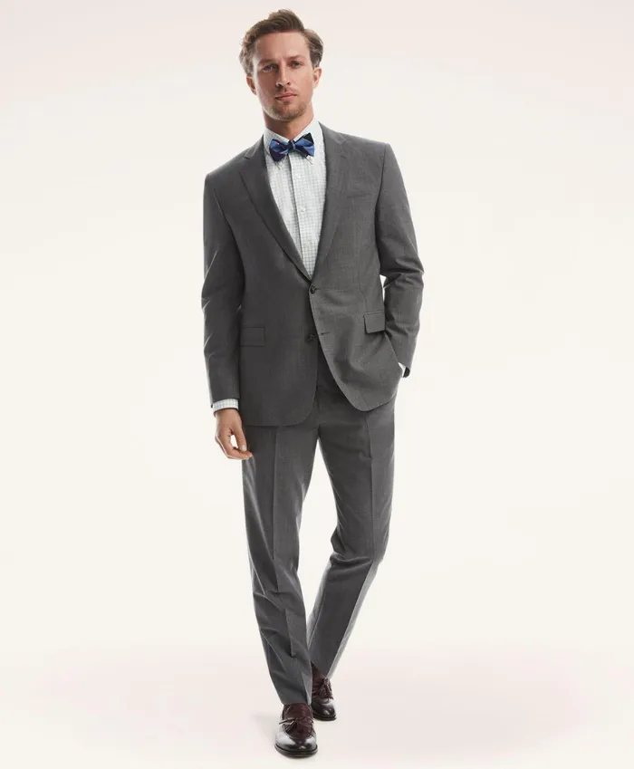 Men Madison Fit TwoButton 1818 Suit Grey Brooks Brothers Suits