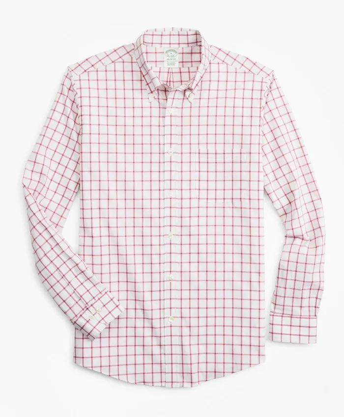 Men Milano SlimFit Sport Shirt Brooks Brothers Stretch Performance Series With Coolmax Windowpane Red Brooks Brothers Sport Shirts Men Milano SlimFit Sport Shirt Brooks Brothers Stretch Performance Series With Coolmax Windowpane Red Brooks Brothers Sport Shirts