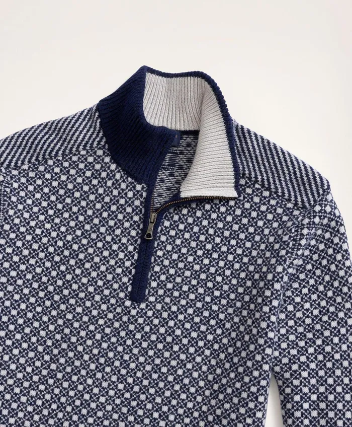 Men Nordic HalfZip Navymulti Brooks Brothers Sweaters