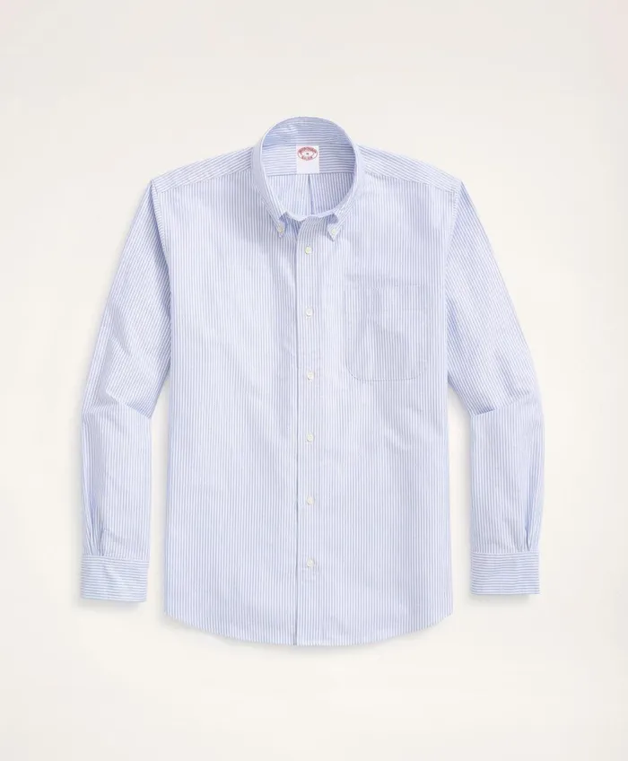 Men Original Polo ButtonDown Striped Oxford Shirt Blue Brooks Brothers Sport Shirts